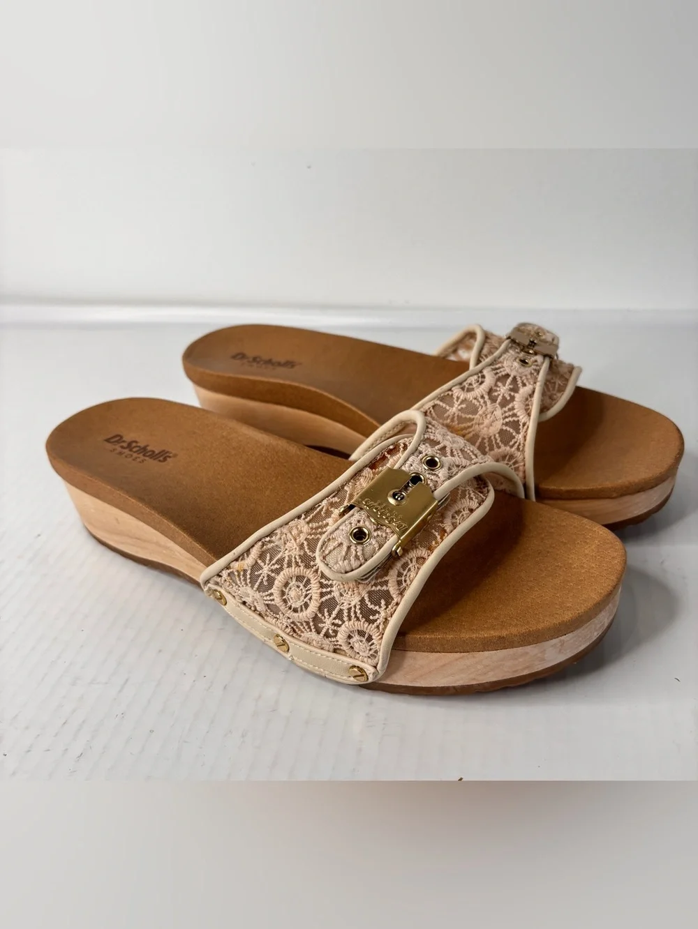 Dr. Scholl's Original Too Mesh Crochet Platform Slide Sandals Sz 8 Anthropology